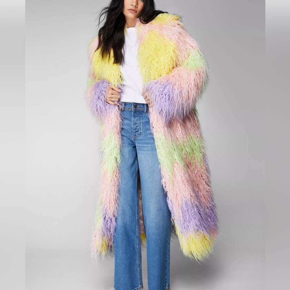 Premium Ombre Longline Faux Fur Coat